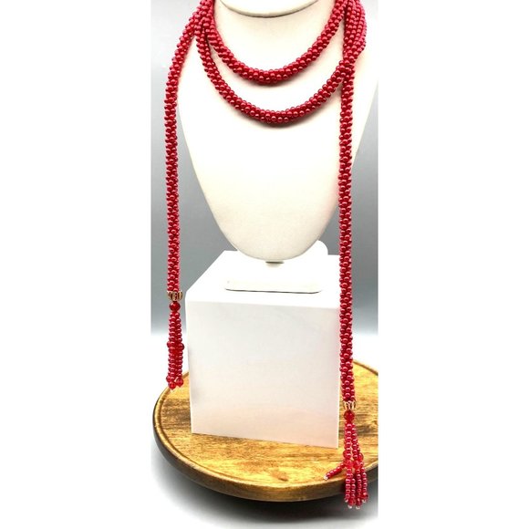 Crocheted Seed Pearls Rope Lariat, Elegant Flapper Sautoir, Vintage Necklace - Picture 4 of 5